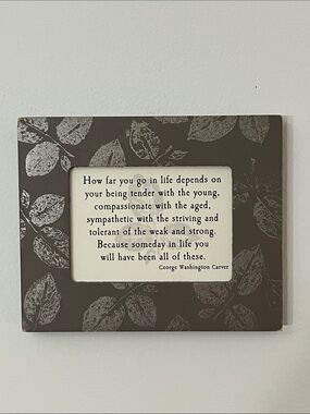 Framed Leaf Accent Wall Quote in Brown and Silver